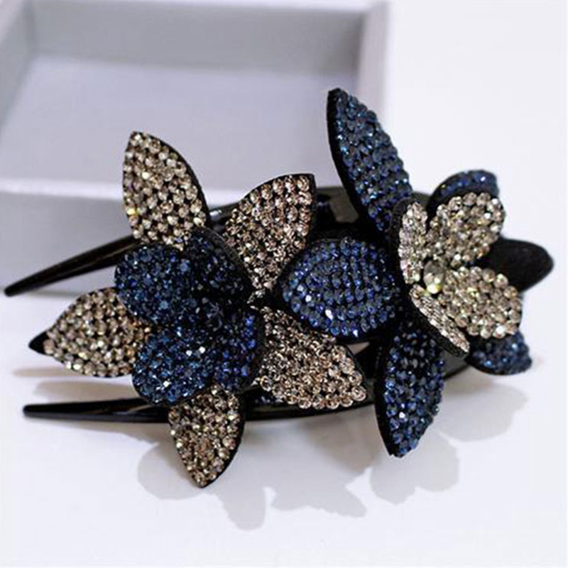 Kẹp tóc phối hoa đính đá phong cách thời trang cho phái nữ