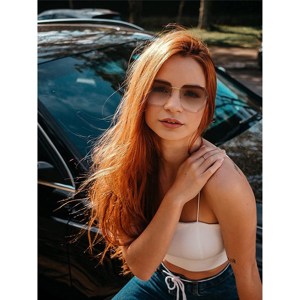 Kính Mát Không Gọng Chống Tia Uv400 Thời Trang Cổ Điển Cho Nữ