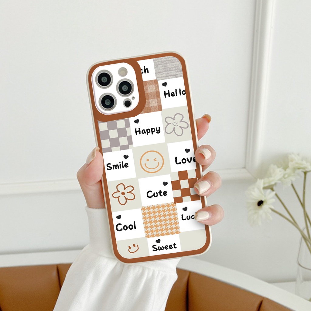 Ốp lưng iphone màu nâu caro cảm xúc ốp iPhone 12promax vuông cạnh đủ mã 6 đến 13pro 13promax th305