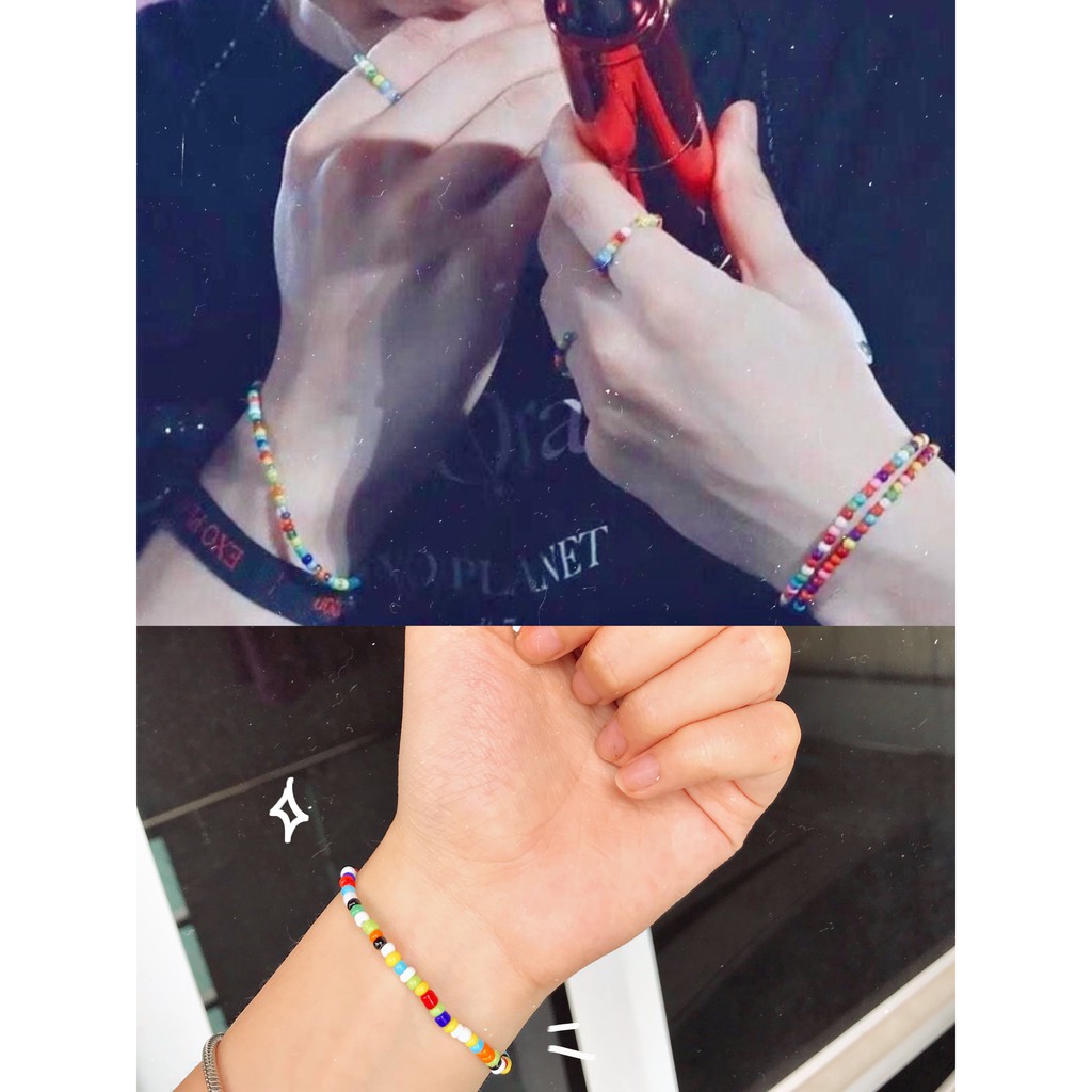 Vòng Tay Hạt cườm handmade Cheap moment  Chanyeol Baekhyun Vòng tay hạt nhựa dây cước co giãn nhiều màu