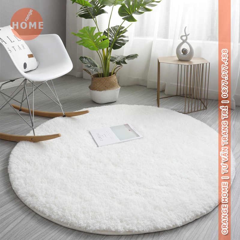 Thảm lông tròn chụp ảnh màu trắng | Lông CỪU | 1m | 80cm