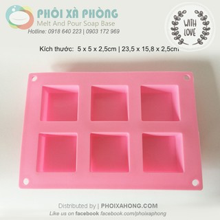 Khuôn silicon 6 hình vuông nhọn góc
