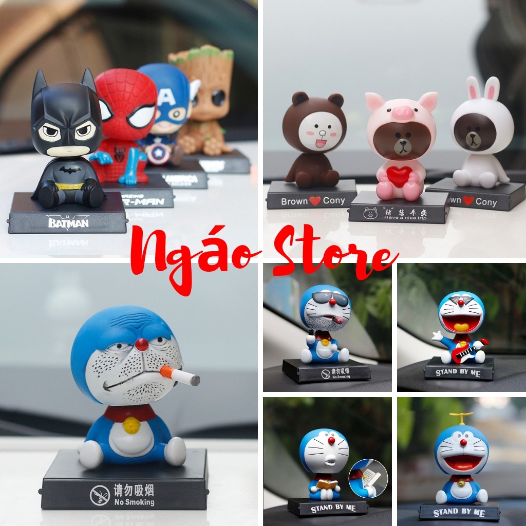 Tổng hợp Đồ chơi Doraemon đầu lắc lư mặt ngáo trang trí xe hơi - bàn làm việc