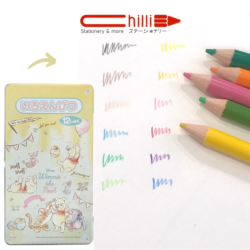 Bộ Chì Màu Sun-Star The Pooh Màu Sắc Tươi Sáng, Cực An Toàn Nội Địa Nhật Bản