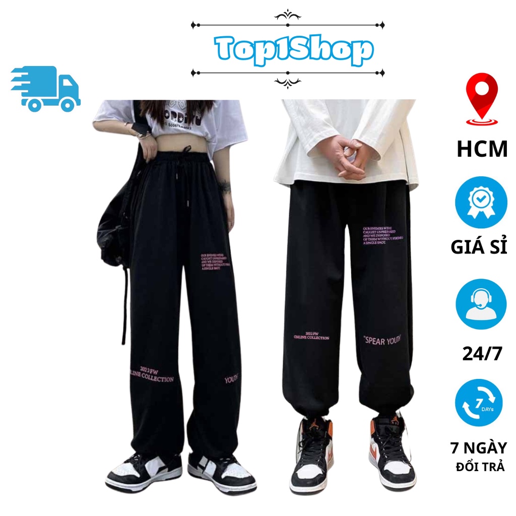 Quần ống rộng unisex dáng suông cao cấp bigsize thu đông