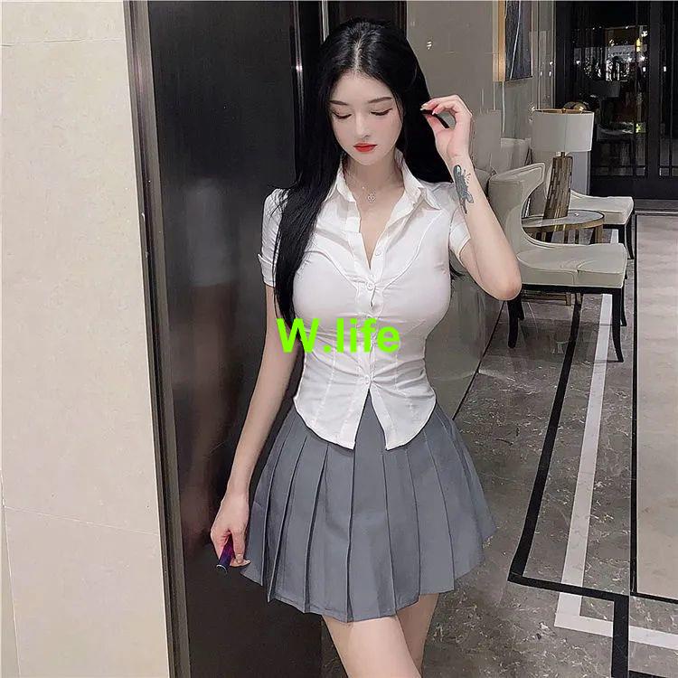 Áo Sơ Mi Màu Trắng Trơn Thắt Eo Phong Cách Hàn Quốc Hàng Mới Dành Cho Nữ