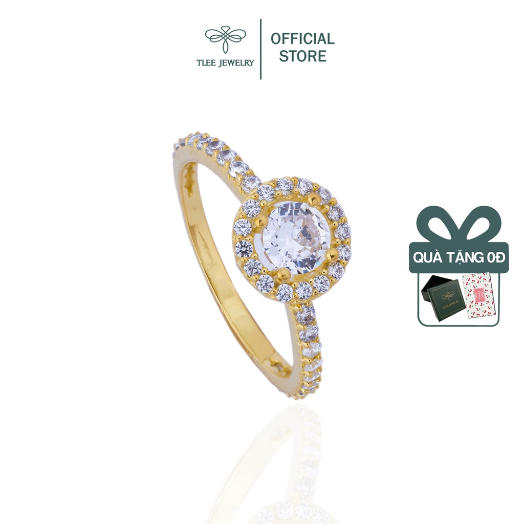 Nhẫn bạc nữ TLEE đá tròn mạ vàng 14k sang trọng TleeJewelry A0131