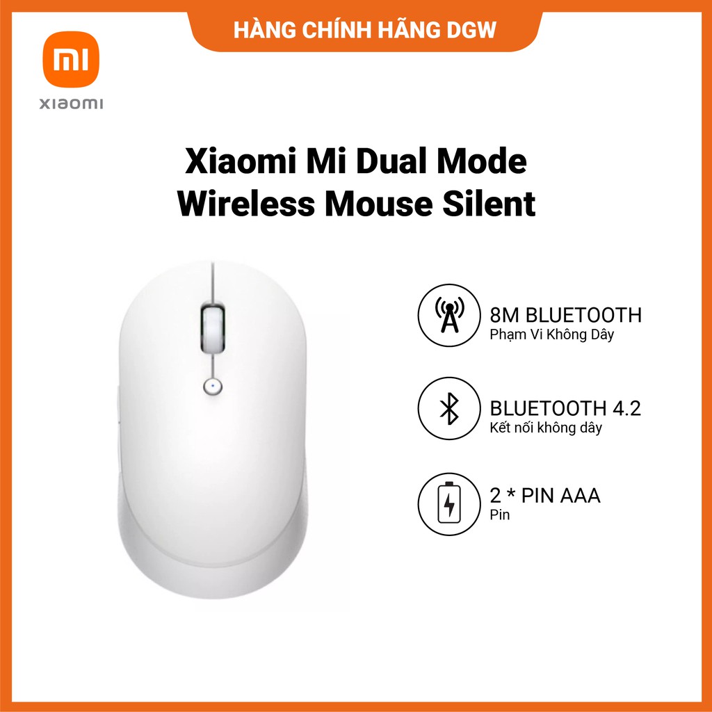 Hàng chính hãng Digiworld | Chuột Máy Tính Không Dây XIAOMI MI DUAL MODE WIRELESS MOUSE SILENT | Độ Nhạy Cao | 2.4 GHz