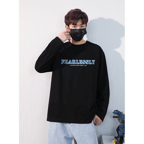 Áop Nỉ Cổ Tròn Dài Tay Phối Chữ FEARLESLY Phong Cách, Nỉ Ngoại Dày Dặn Siêu Mềm Mịn Thời Tráng GAREM Trẻ Trung