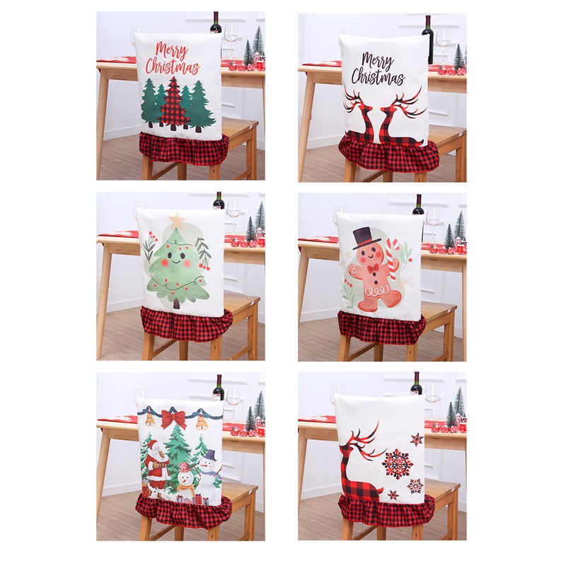 Vỏ Bọc Ghế Ngồi Bằng Vải Lanh Họa Tiết Giáng Sinh Màu Đỏ Và Đen In Họa Tiết Hoạt Hình