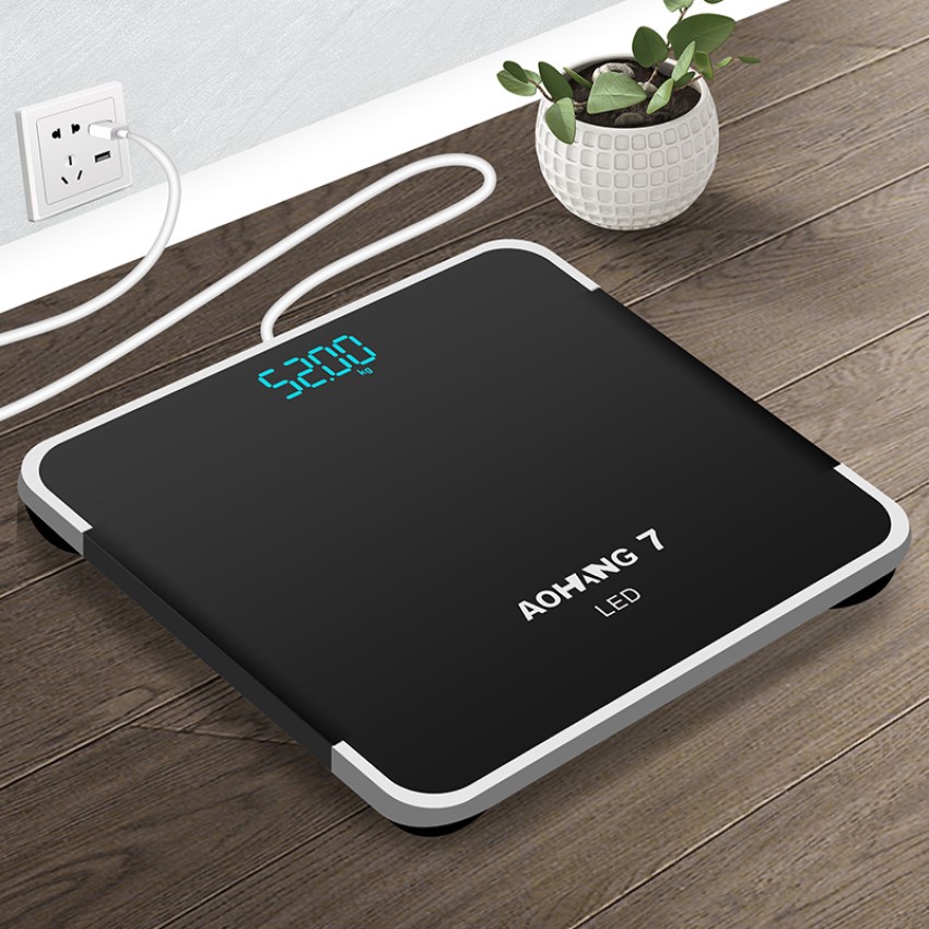 Cân sức khỏe điện tử gia đình pin sạc cổng USB chính xác bền bỉ mặt kính chịu lực chắc chắn tải trọng tối đa 180kg-Tavir