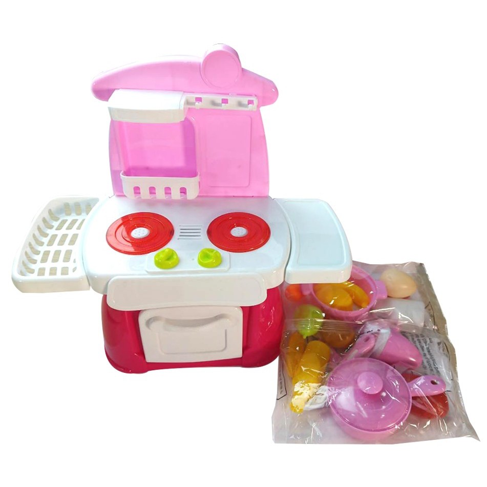 Bộ đồ chơi nhà bếp DUKA màu hồng kết hợp ánh sáng và âm thanh