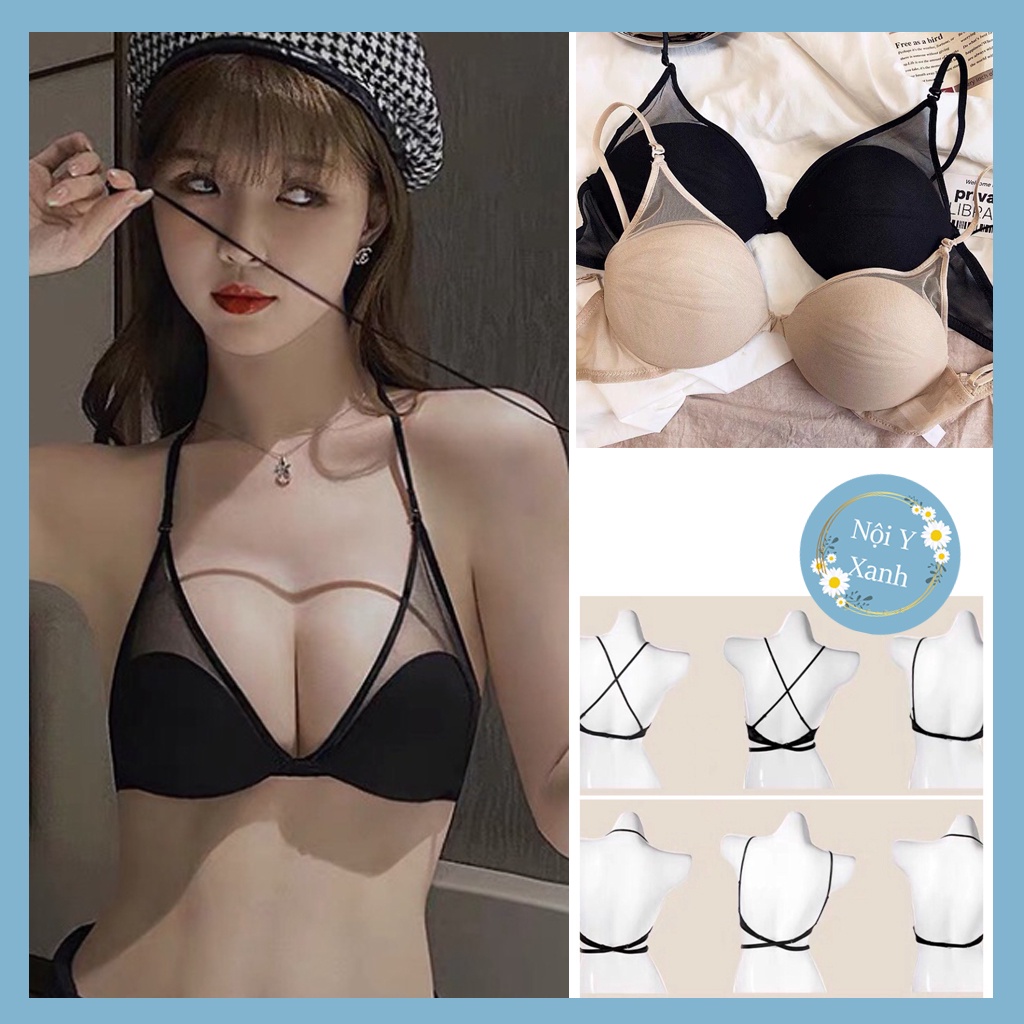 Áo lót nữ dây mảnh viền lưới nâng ngực sexy phong phú và đa dạng kiểu phối dây Nội y xanh chất đẹp deal xịn sexy