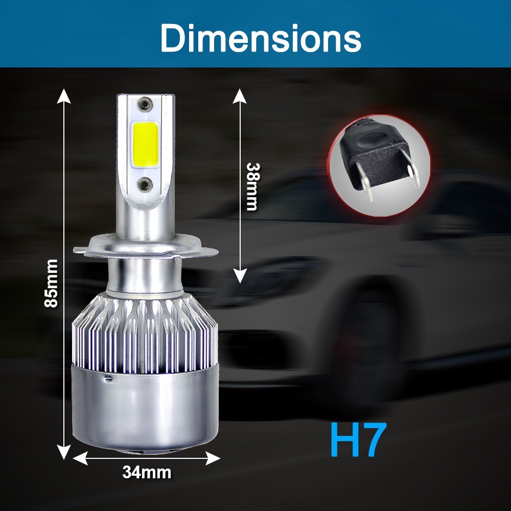 2 Đèn pha ô tô C6 LED H7 COB 300W