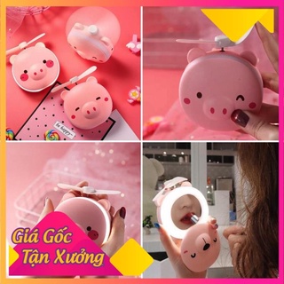 Quạt heo có đèn kèm gương soi