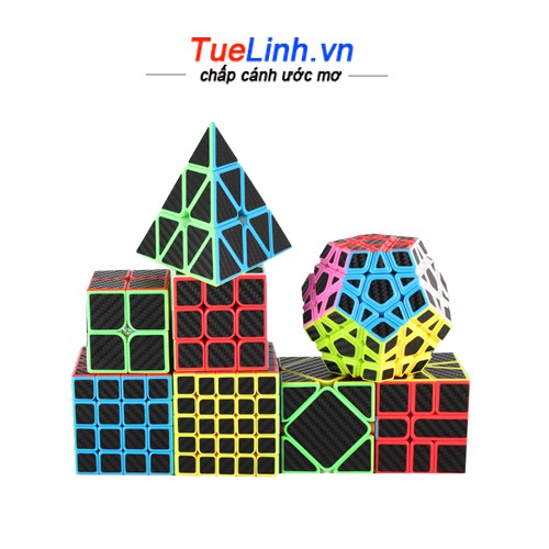 BỘ RUBIK CARBON 2x2 3x3 4x4 5x5 Pyraminx Megaminx Skewb Square-1 SQ1 Tam Giác 12 Mặt Rubic