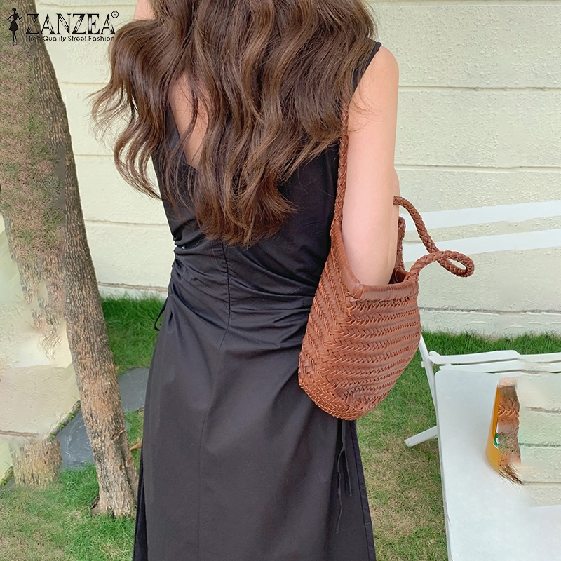 Zanzea Đầm không tay Kiểu Dáng Thanh Lịch Quyến Rũ