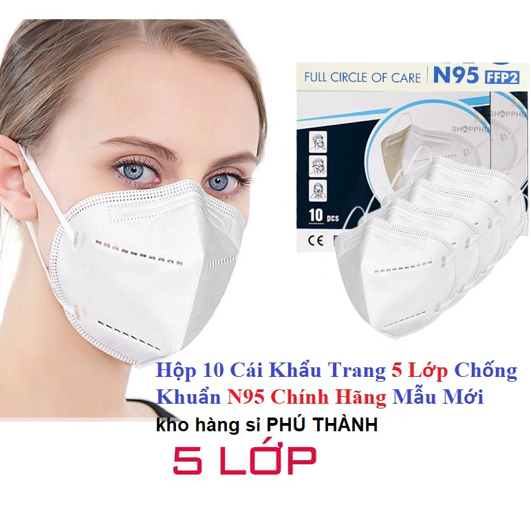 Hộp 10 Cái Khẩu Trang 5 Lớp Chống Khuẩn N95 Chính Hãng Mẫu Mới