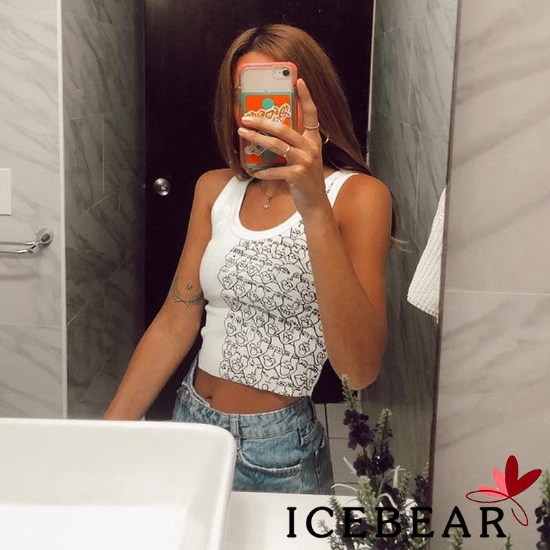 Áo tank top dệt kim Sát Nách Hoạ Tiết In Thiết Kế Cổ Chữ U Quyến Rũ