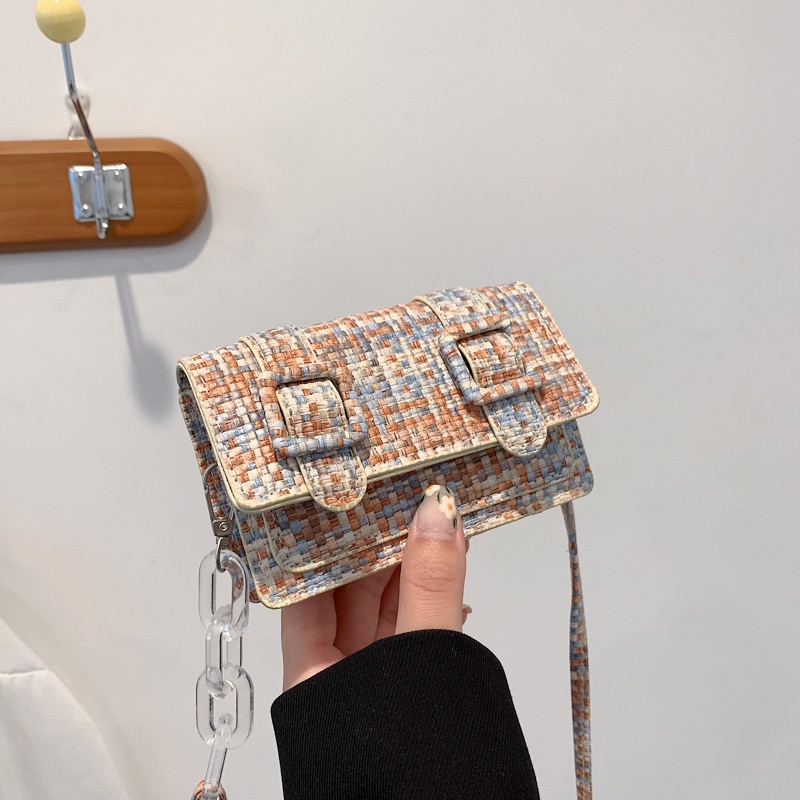 Túi Xách Mini Dáng Vuông Phối Dây Xích Thời Trang Mùa Xuân Trẻ Trung