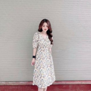 Váy hoa cổ chữ V