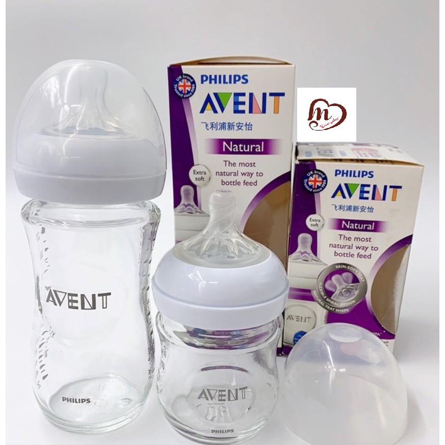 Bình sữa thủy tinh Avent cổ rộng 120-240ml