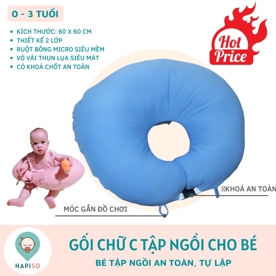 Gối tập ngồi cho bé Hapiso, Gối chữ C đa năng Hapiso, Gối cho bé bú