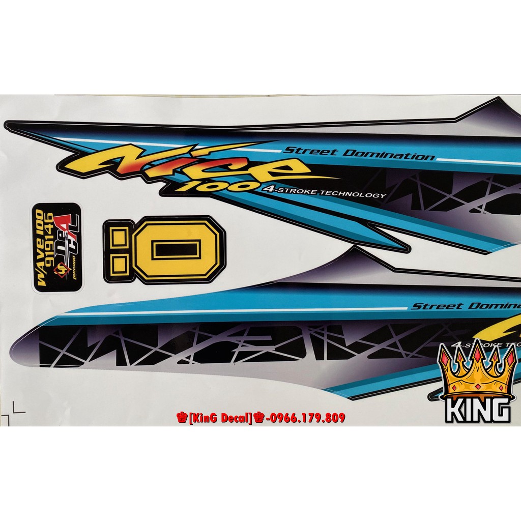 Tem Rời Wave 50cc,100cc Nice Xanh Ver 2 - Ảnh Thật