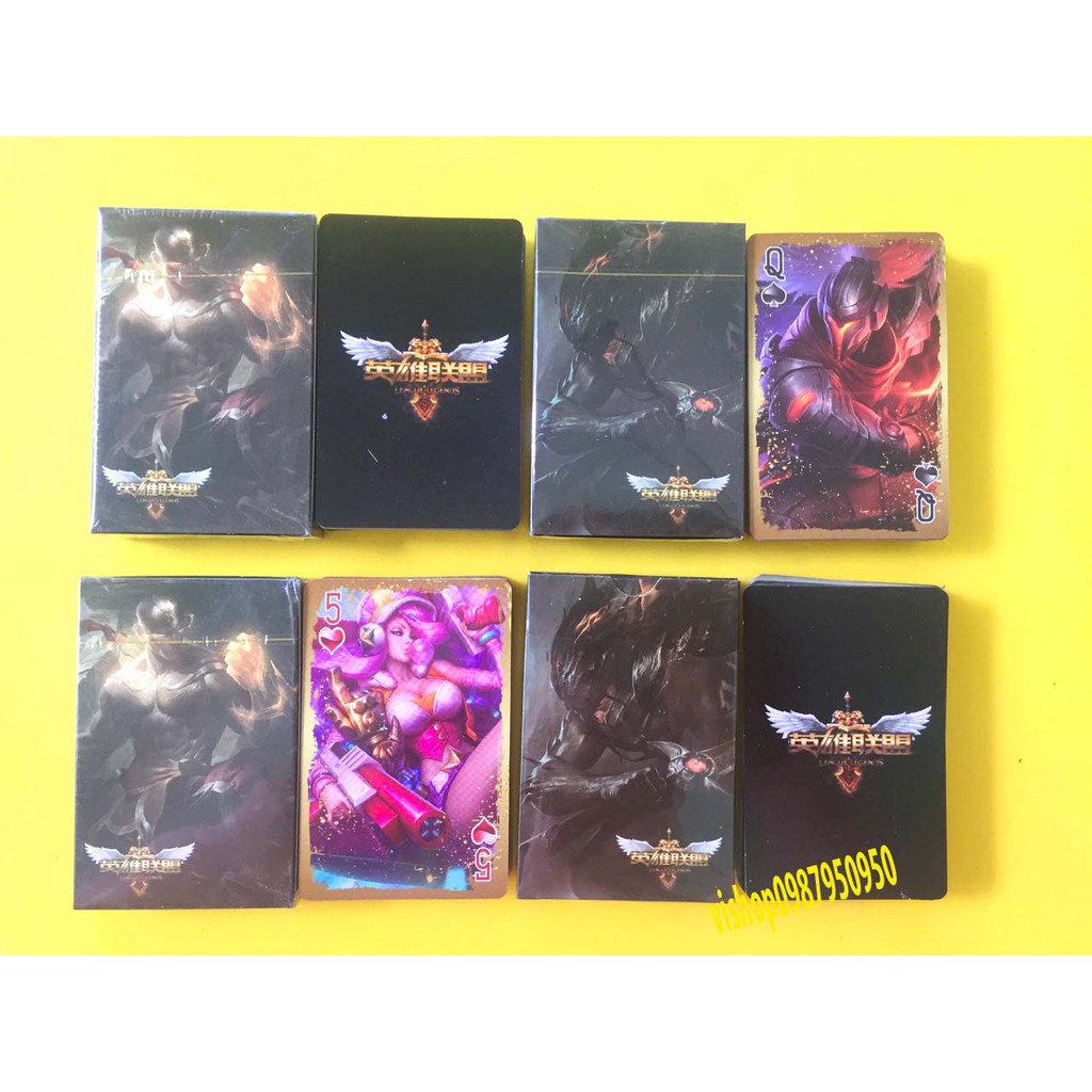 Bộ bài Tây anime LOL liên minh huyền thoại, bộ tú poker pubg 54 lá in hình anime manga dễ thương độc đáo