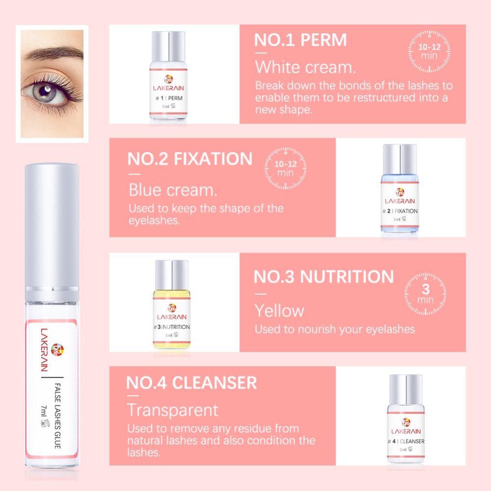 Lakerain Bộ Nâng Mi Nâng Mi Bán Vĩnh Viễn Kem Dưỡng Uốn Cố Định Keo Làm Xoăn Lasher Beauty Salon Sử Dụng Tại Nhà Pro Kit JULYSTAR