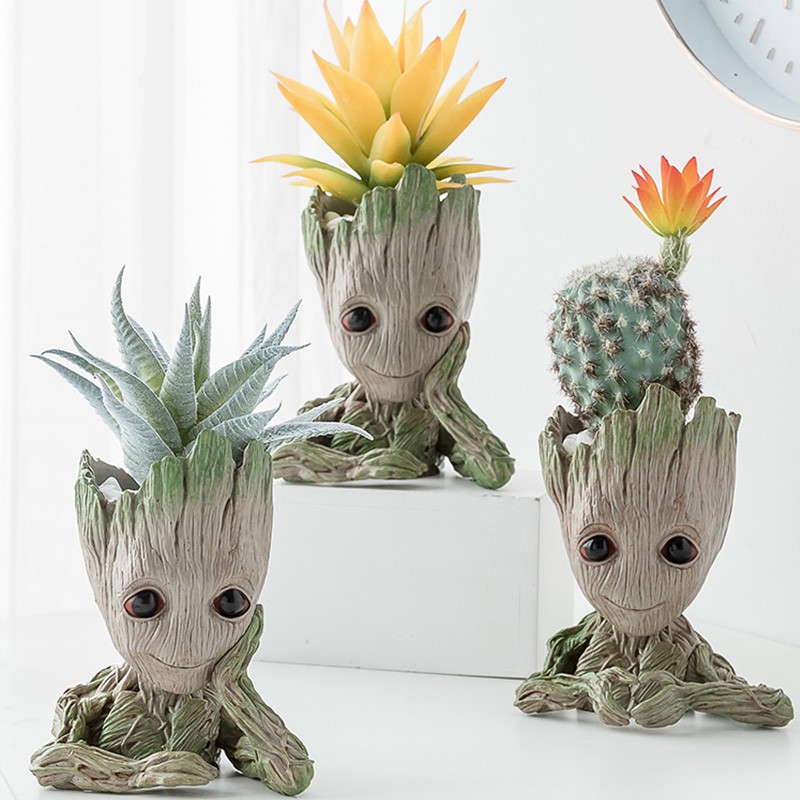 ✻△♣Trang trí nội thất Baby Groot Mô hình thu nhỏ Chậu hoa Giá đỡ bút Màn hình trên máy tính Thủ công mỹ nghệ Trang trí v