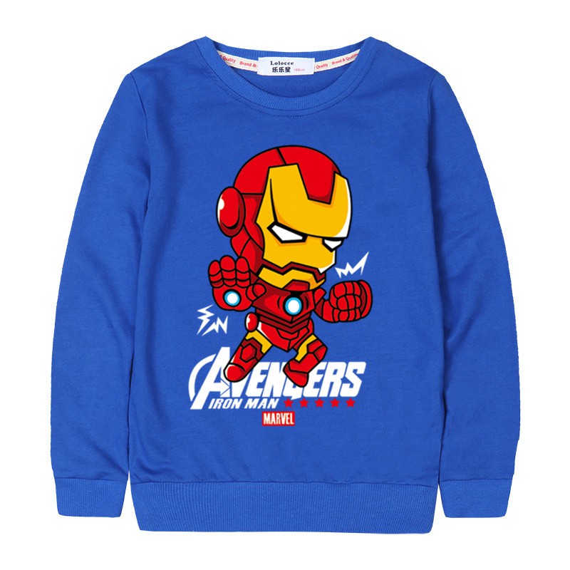 Áo Sweater cổ tròn dáng rộng in hình Iron man Marvel cá tính hợp thời trang | BigBuy360 - bigbuy360.vn