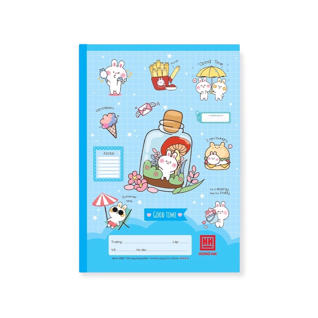 [KÈM QUÀ TẶNG] Vở 4 ô ly Hồng Hà 200 trang School Good Time 0588 - TẶNG BÚT CHÌ GỖ