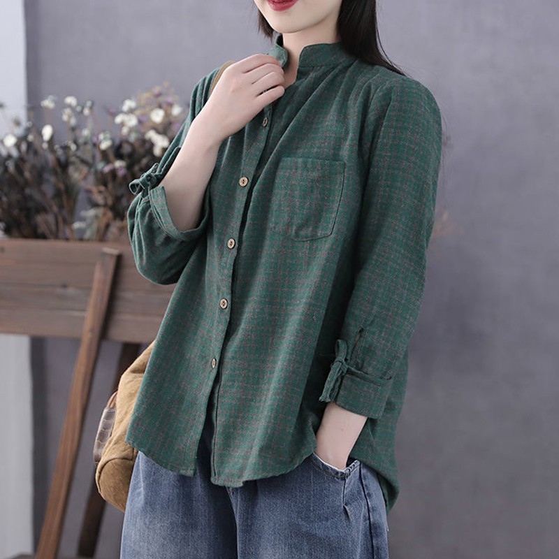 Áo khoác cardigan cổ đứng tay dài chất liệu cotton thời trang mùa thu cho nữ