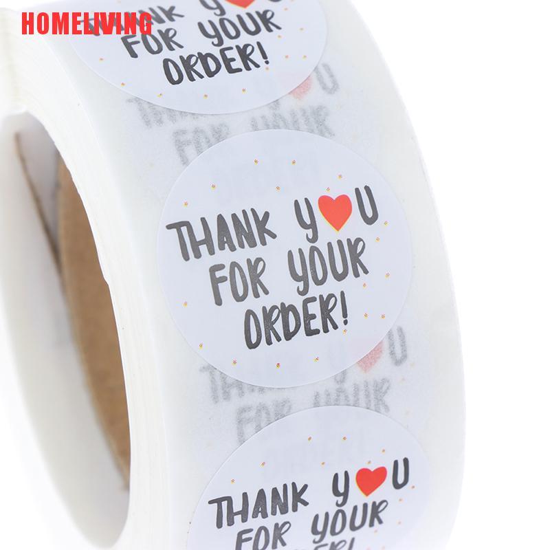 Cuộn 500 Nhãn Dán Tròn thank you for your order Dùng Trang Trí Túi Quà