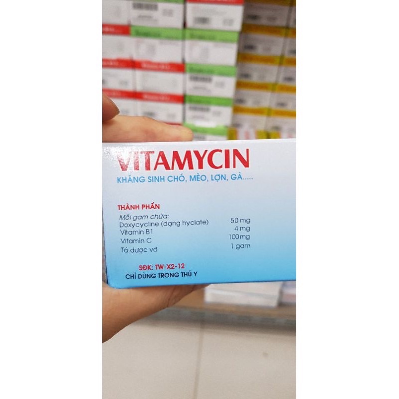 Kháng sinh Vitamycin 5g chó mèo trị tiêu chảy, ói mửa, viêm phổi
