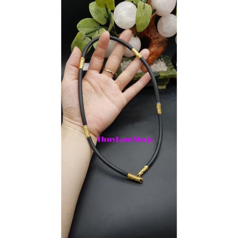 Vòng đeo cổ dây cao su bọc charm rồng 5mm