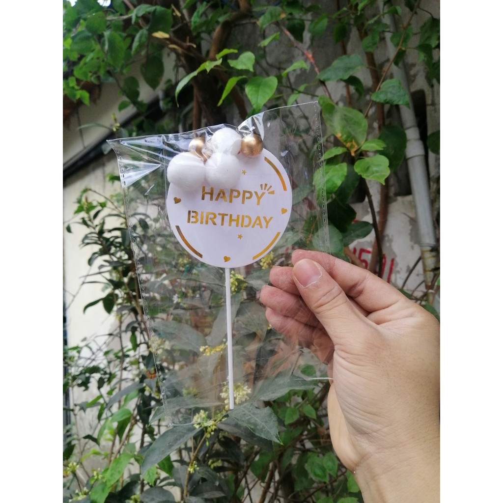 Que cắm bánh kem  que cắm happy birthday bông