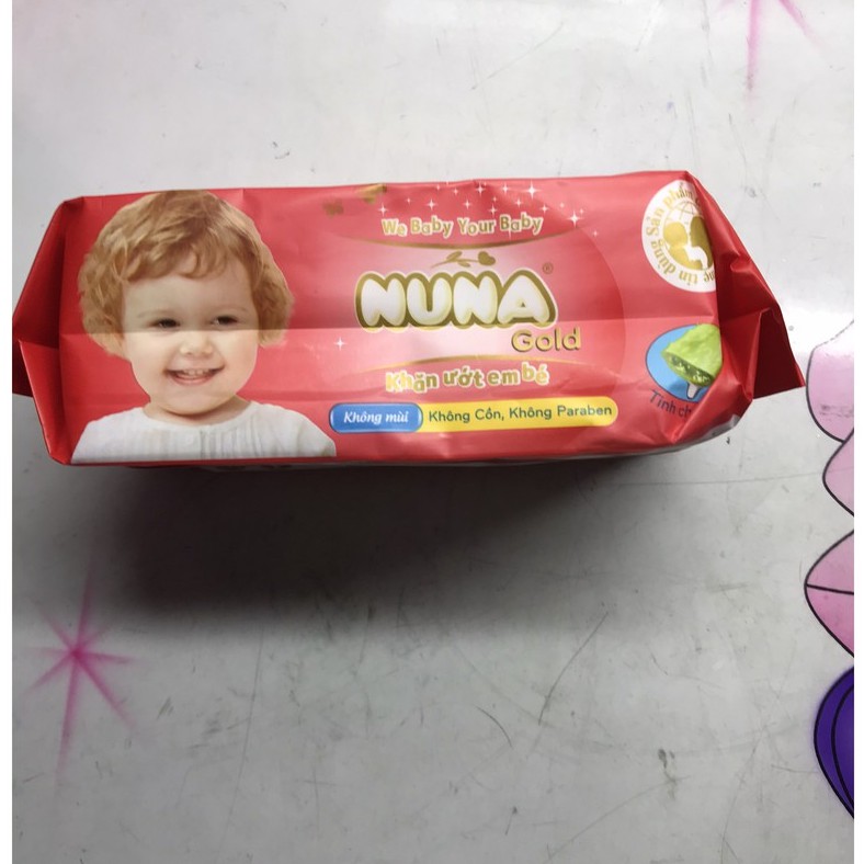 khăn ướt Nuna gold đỏ loại 80 miếng/bao