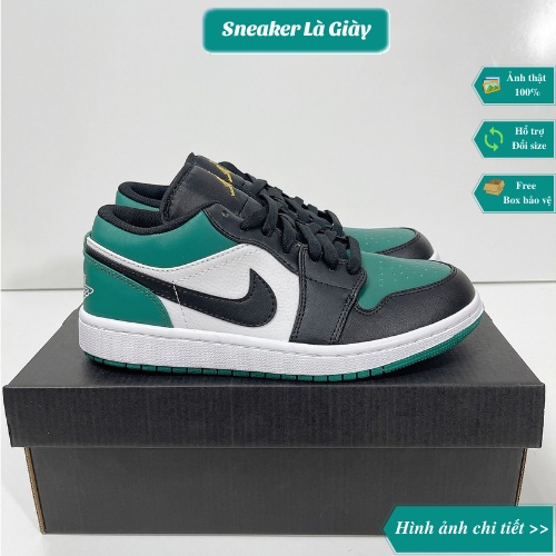 giày sneaker Jordan 1 Low Green Toe, giày thể thao JD1 cổ thấp xanh đen - Fullbox tặng kèm dây phụ