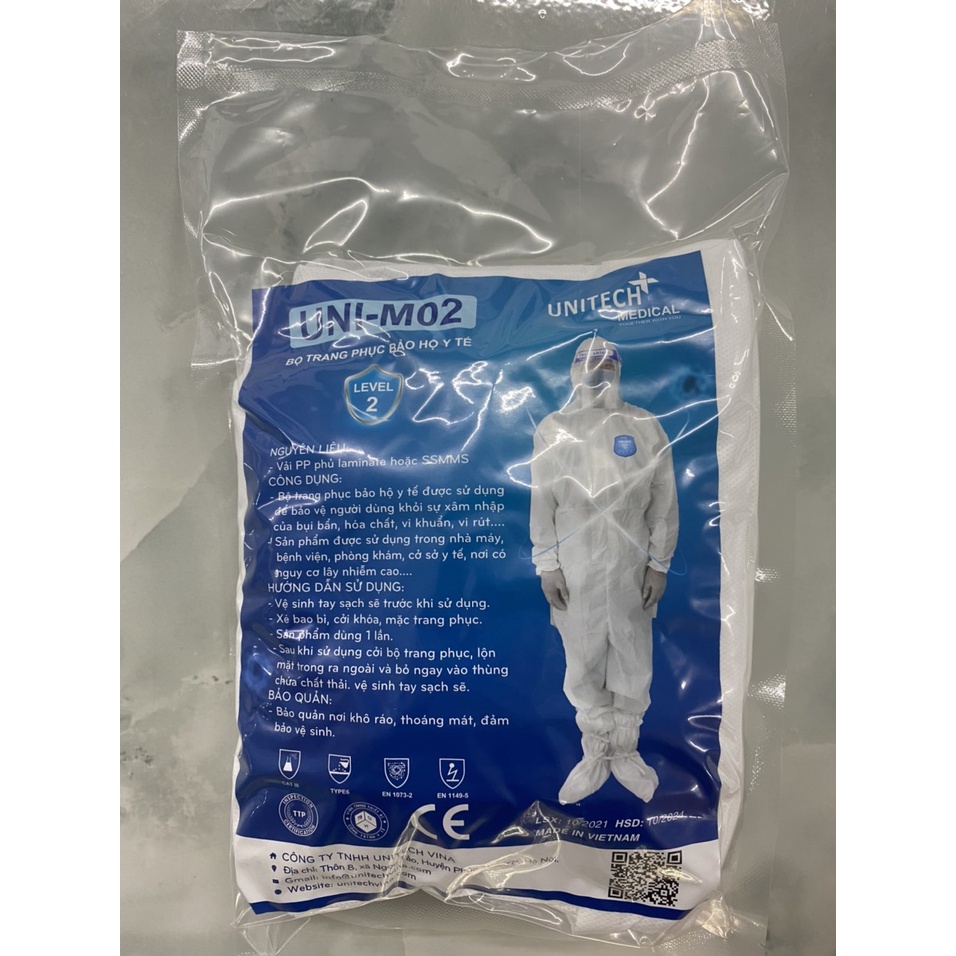 Bộ phòng dịch level 2 vải SMS FREESHIP Bộ phòng dịch cấp độ 2 - có giấy chứng nhận đầy đủ - hàng công ty - Uni-M02