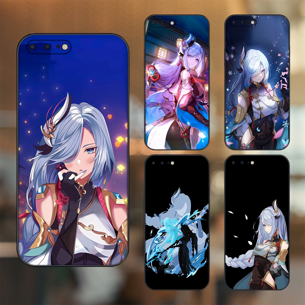 Ốp lưng iPhone 7 Plus, 8 Plus dẻo đen cạnh vuông in hình Shenhe Genshin Impact