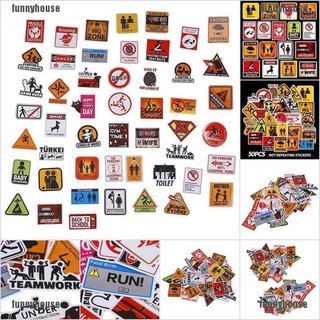 Set 50 Sticker chống thấm nước hình biển báo độc đáo