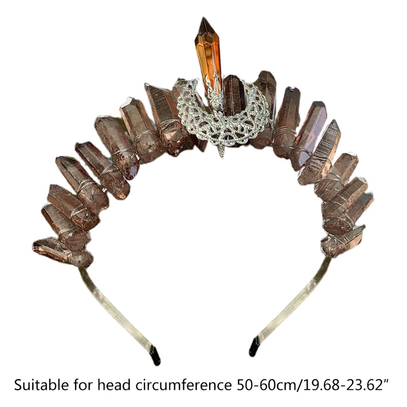 Băng Đô Cài Tóc Hình Vương Miện Đính Đá Pha Lê Trong Suốt Phong Cách Bohemian Dành Cho Cô Dâu