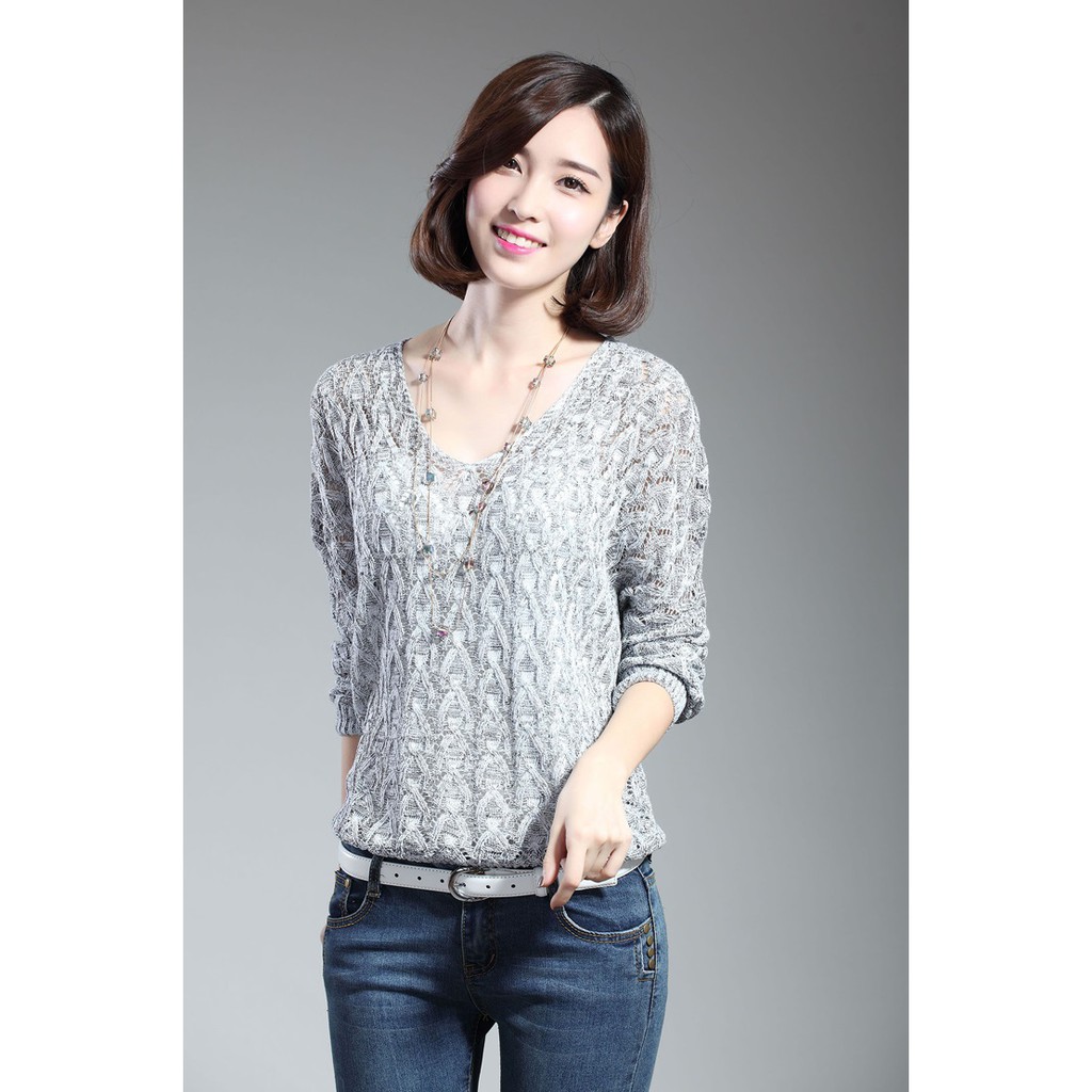 Áo len mỏng tay cánh rơi freesize ale01