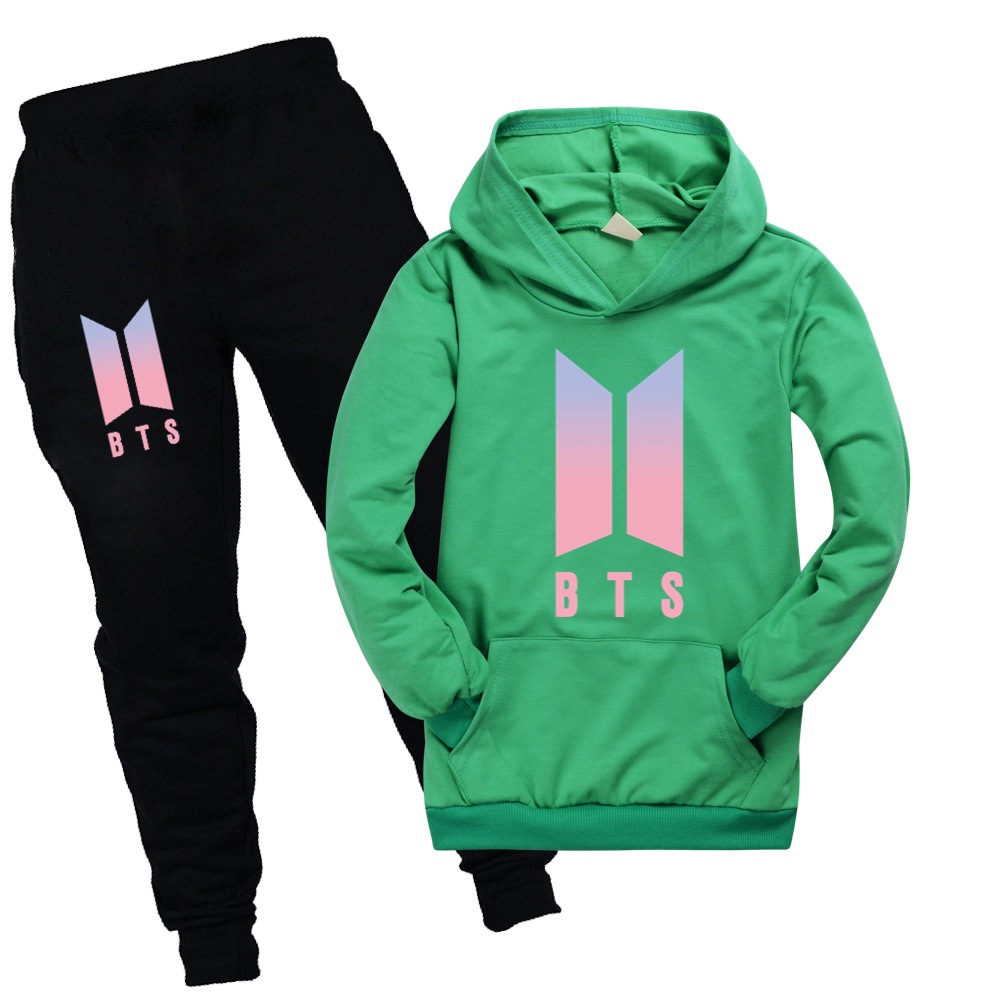 Set Áo Hoodie + Quần Dài In Hình Nhóm Nhạc Bts