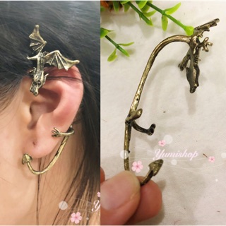 Bông Tai Earcuff Dạng Móc Vành Tai Hình Con Rồng Phụ Kiện Thời Trang Phong Cách Retro Cổ Điển Vintage