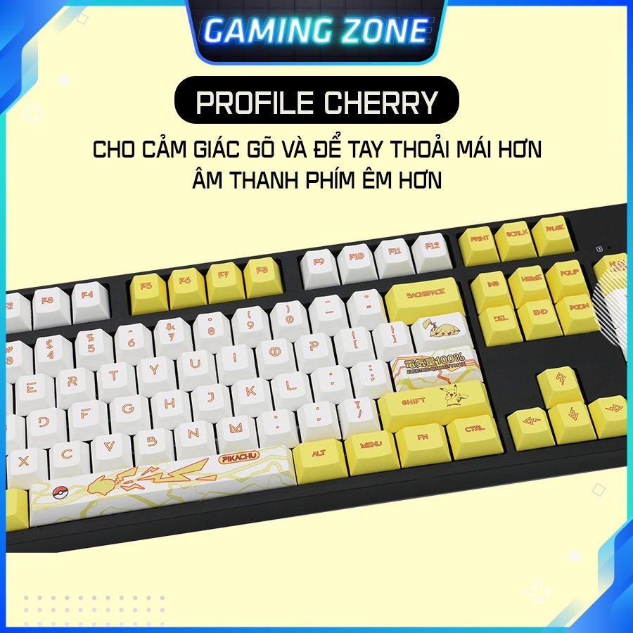 Keycap bàn phím cơ Pikachu Vàng nhựa PBT 110 phím siêu đẹp