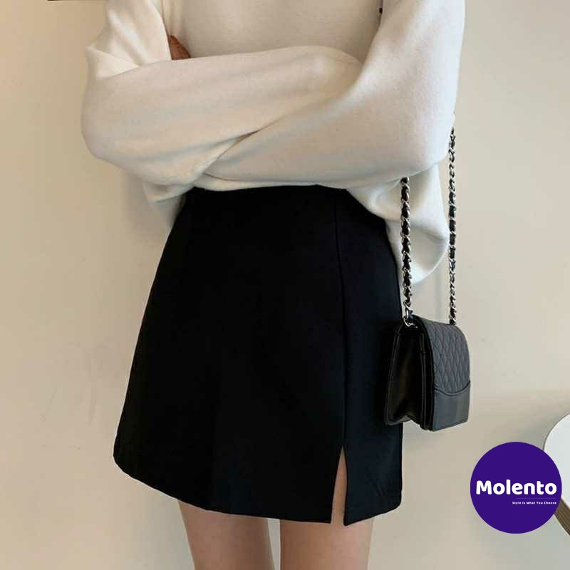 Chân váy xẻ tà Molento chân váy ngắn nữ xẻ trước lưng cao có quần lót vải tuyết mưa co giãn - X23 | BigBuy360 - bigbuy360.vn