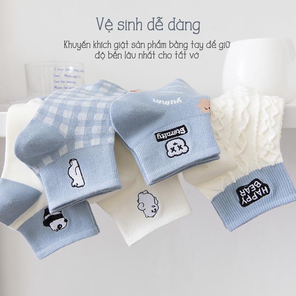 Tất nữ cổ ngắn vớ cổ ngắn set 5 đôi cổ thấp hình dễ thương thời trang Hàn Quốc -  ONLY STORE